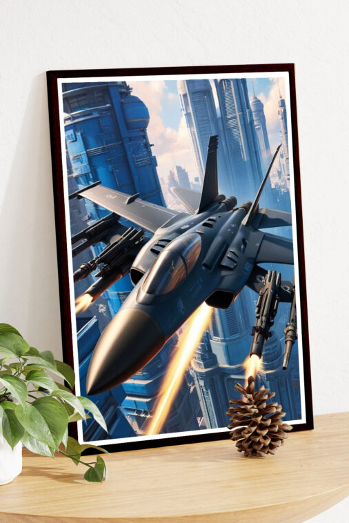 Futuristic Warrior Attacking Airplace Warcraft Poster Collection - Image 4