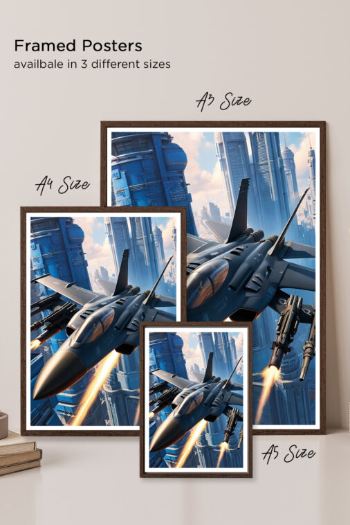 Futuristic Warrior Attacking Airplace Warcraft Poster Collection - Image 5