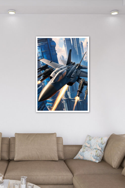 Futuristic Warrior Attacking Airplace Warcraft Poster Collection - Image 6