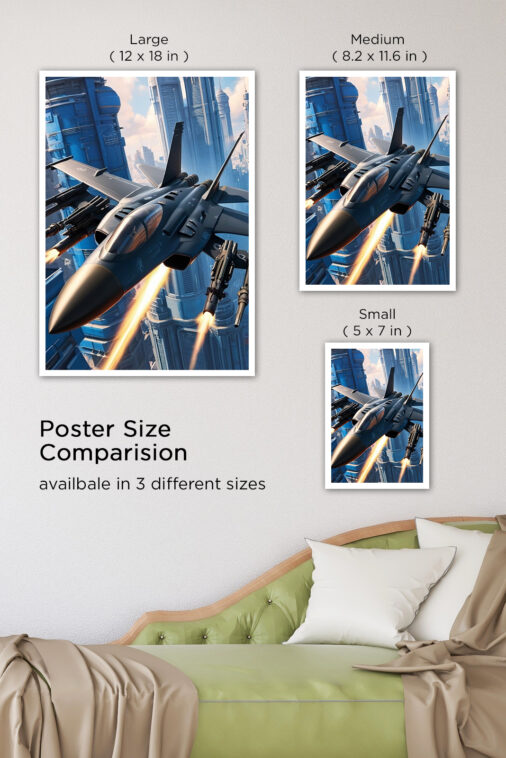 Futuristic Warrior Attacking Airplace Warcraft Poster Collection - Image 7
