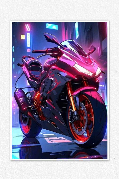 Graphic Motorcycle Neon Poster Bikes Collection