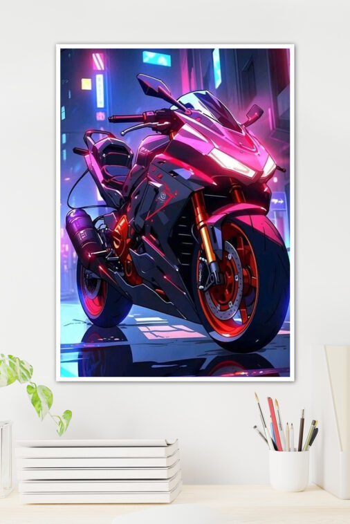 Graphic Motorcycle Neon Poster Bikes Collection - Image 3