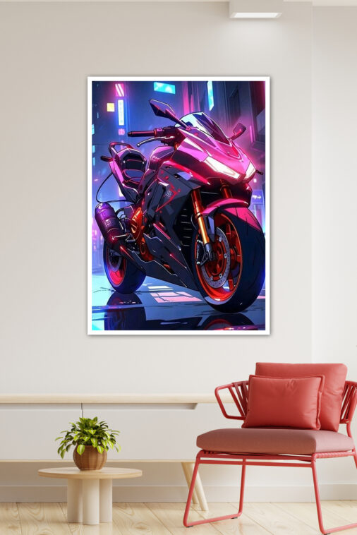 Graphic Motorcycle Neon Poster Bikes Collection - Image 4