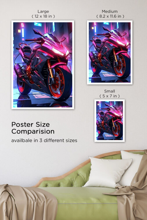 Graphic Motorcycle Neon Poster Bikes Collection - Image 8