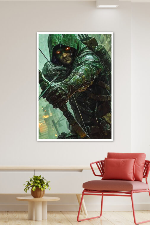 Green Arrow Aiming Rain City Poster DC Superheroes - Image 3