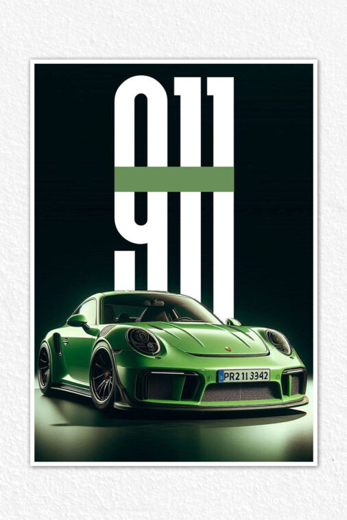 Green Porsche 911 GT3 Poster Cars Collection
