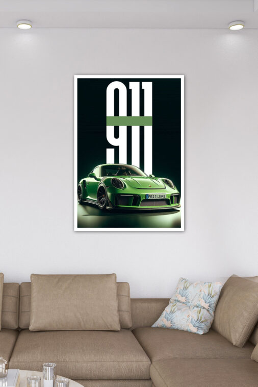 Green Porsche 911 GT3 Poster Cars Collection - Image 6