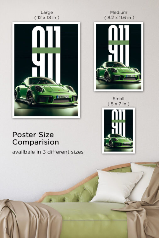 Green Porsche 911 GT3 Poster Cars Collection - Image 7