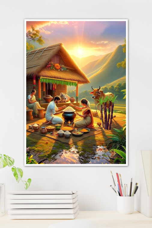 Harvest Festival Celebrated In Tamilnadu With Pongal Cultural Poster - Image 2