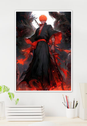Ichigo Kurosaki Bankai Fiery Battle Anime Poster - Image 3