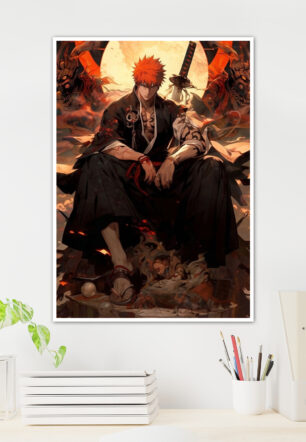 Ichigo Kurosaki Seated on Throne Anime Poster - Image 3