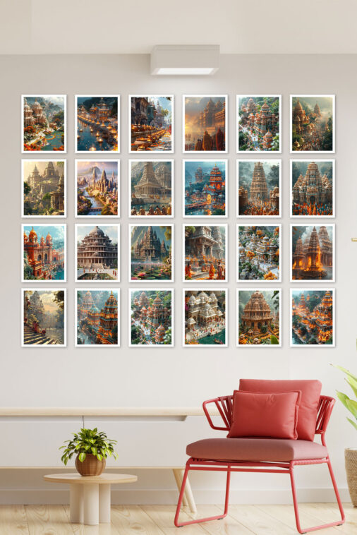 Indian Spiritual Landmark Re-imagined Set of 24 Posters