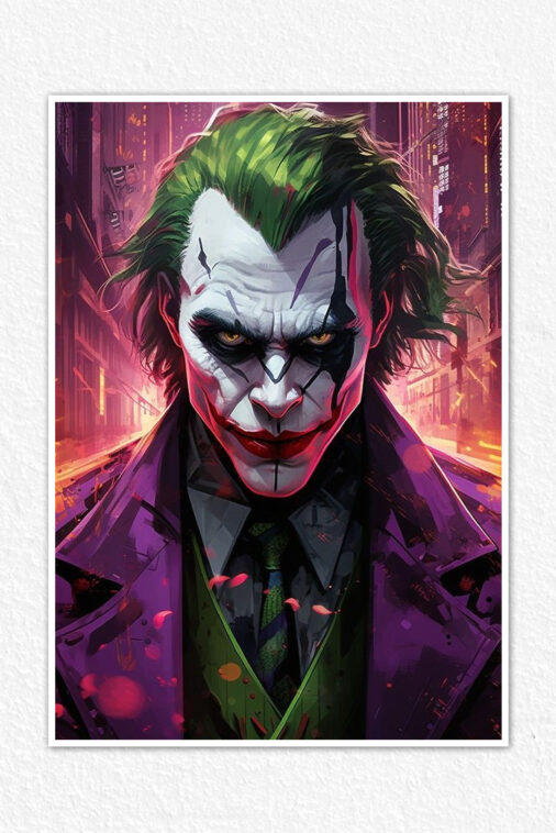 Joker Portrait Cityscape Night Poster DC Superheroes