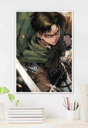 Levi Ackerman Field Warrior Anime Poster - Image 3