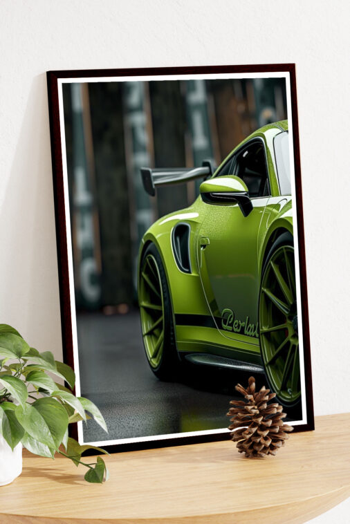 Lime Green Porsche GT3 Close Up Poster Cars Collection - Image 5