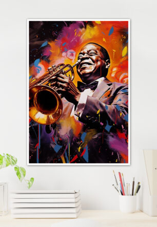 Louis Armstrong Jazz Player Music Poster - Image 2