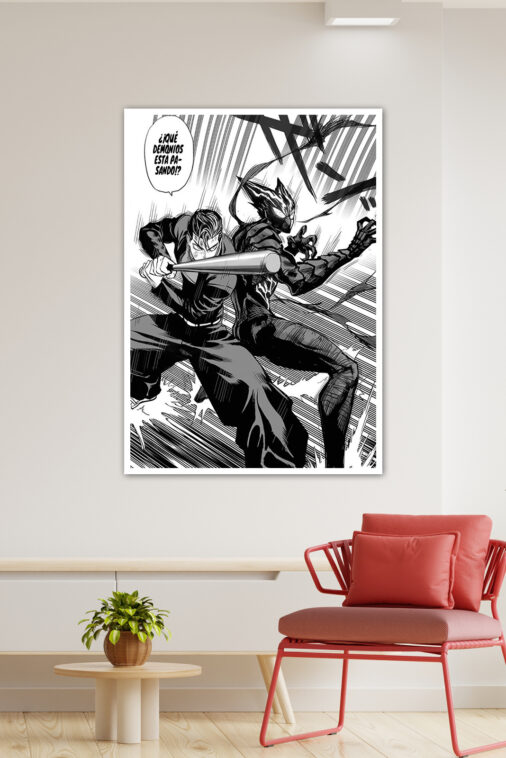 Metal Bat vs. Garou One Punch Man Anime Poster - Image 3
