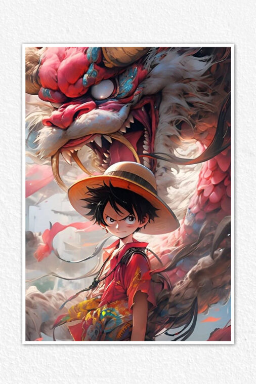 Monkey D Luffy Pink Dragon Poster One Piece