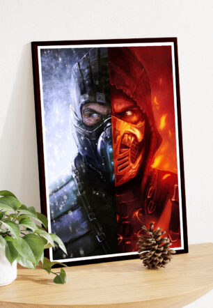 Mortal Kombat Sub Zero Scorpion Rivalry Split Face Game Poster - Image 4