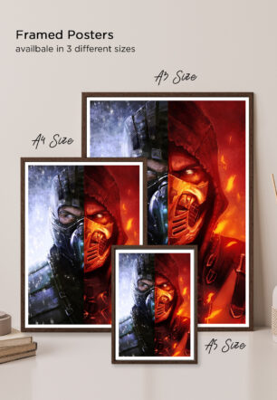 Mortal Kombat Sub Zero Scorpion Rivalry Split Face Game Poster - Image 5