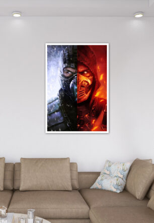 Mortal Kombat Sub Zero Scorpion Rivalry Split Face Game Poster - Image 6