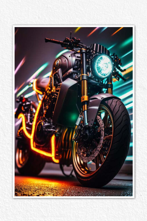 Neon Super Motorcycle Poster Bikes Collection
