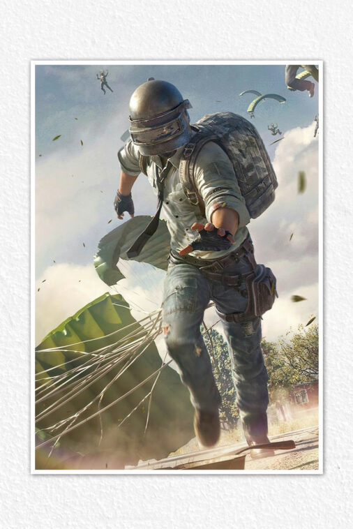 Pubg Battle Royale Player Parachuting Game Poster
