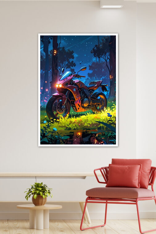 Racer Bike Jungle Night Ride Poster Bikes Collection - Image 3