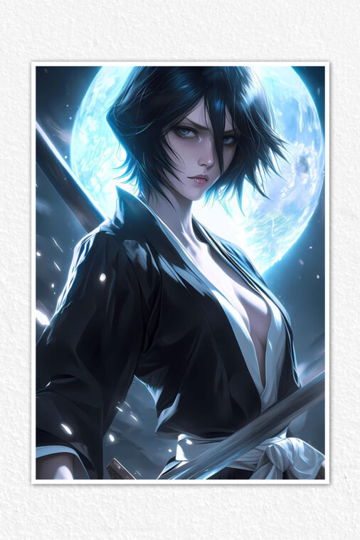 Rukia Kuchiki Elegant Pose Anime Poster