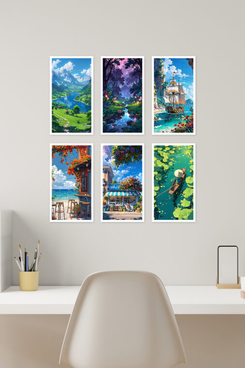Serene Nature Beauty Anime Background Poster - Image 3