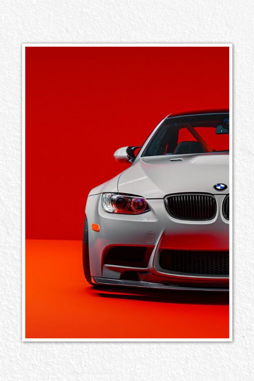 Silver BMW M3 Red Conceptual Art Poster Cars Collection