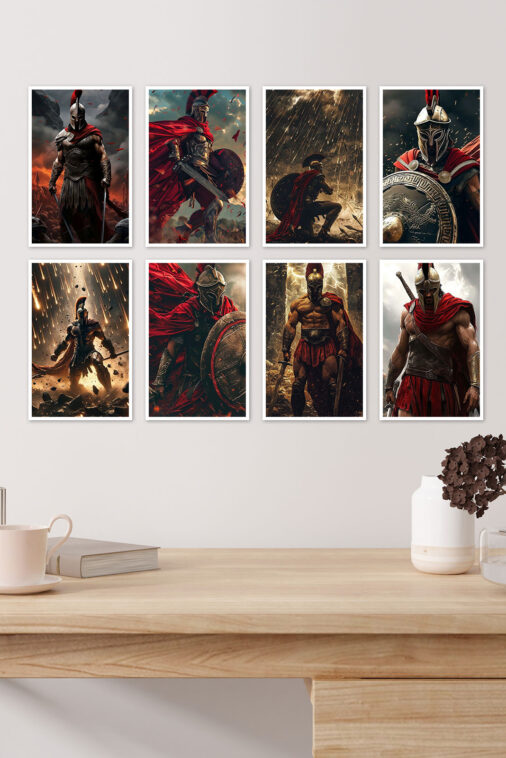 Spartan Warriors Wall Decor Set of Unique 8 Posters