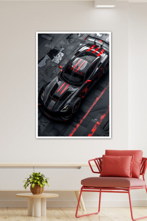 Stunning Black Tesla Red Strips Poster Cars Collection - Image 3