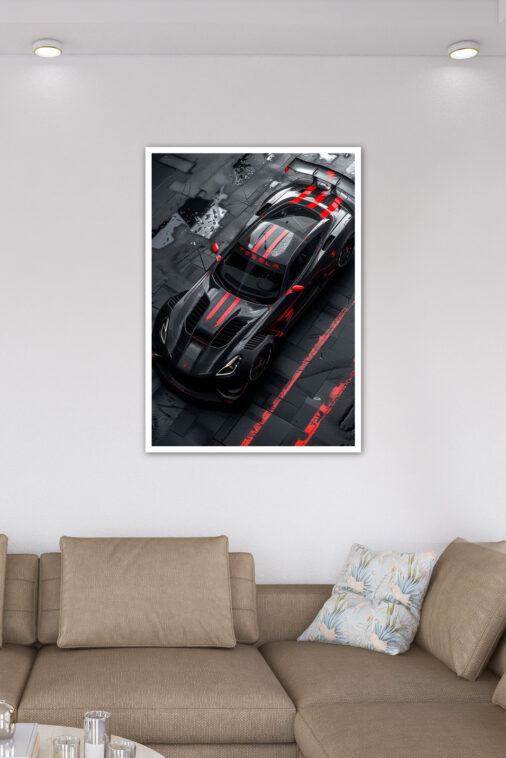 Stunning Black Tesla Red Strips Poster Cars Collection - Image 6
