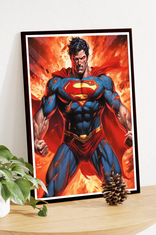 Superman Determined Expression Fire Background Poster DC Superheroes - Image 4