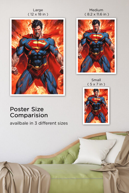Superman Determined Expression Fire Background Poster DC Superheroes - Image 7
