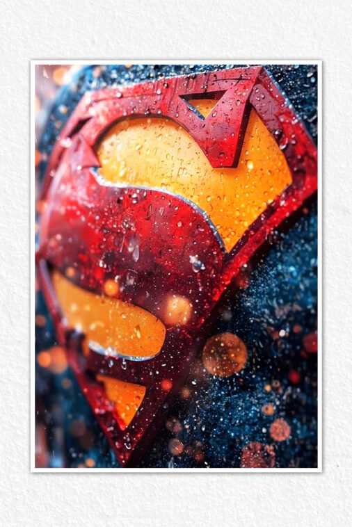 Superman Logo Water Drops Poster DC Superheroes