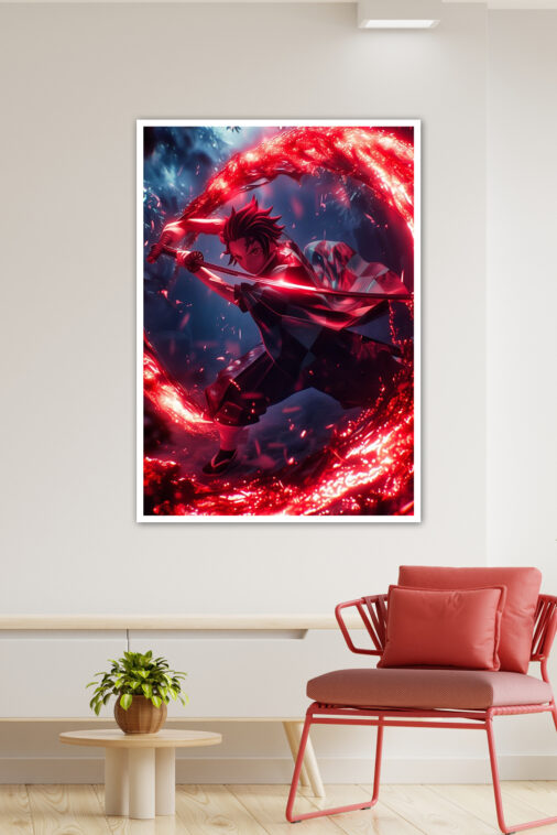 Tanjiro Fire Breathing Poster Demon Slayer - Image 3