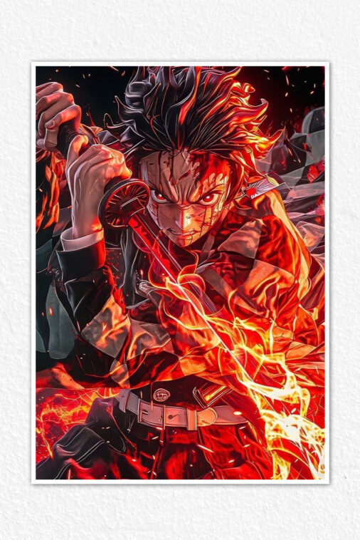 Tanjiro Kamado Fire Breathing Poster Demon Slayer