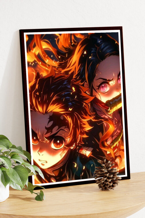 Tanjiro Nezuko Kamado Fire Breathing Poster Demon Slayer - Image 4