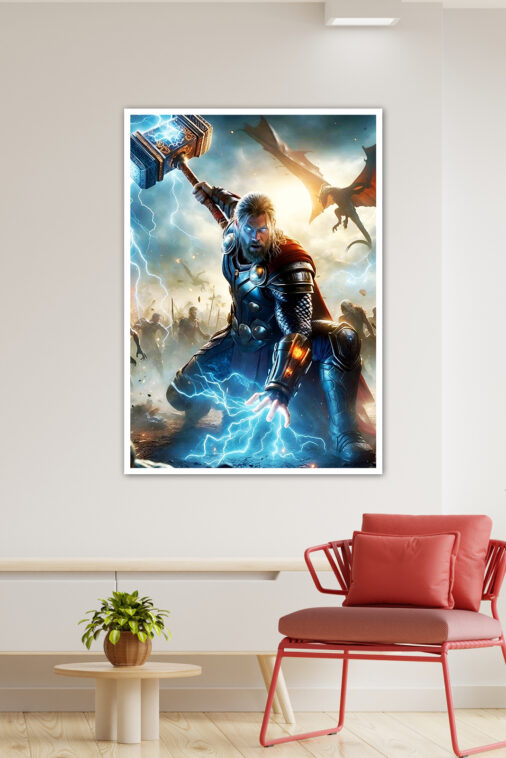 Thor Mjollnir Fire Ruins Poster Marvel Collection - Image 4