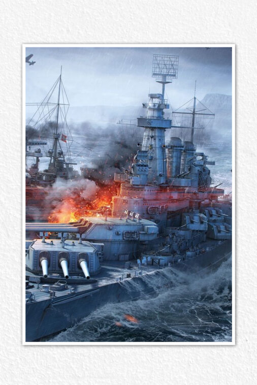 Warship Afloat At The War Front Warcraft Poster Collection