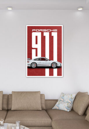 White Porsche 911 Red Poster Cars Collection - Image 6