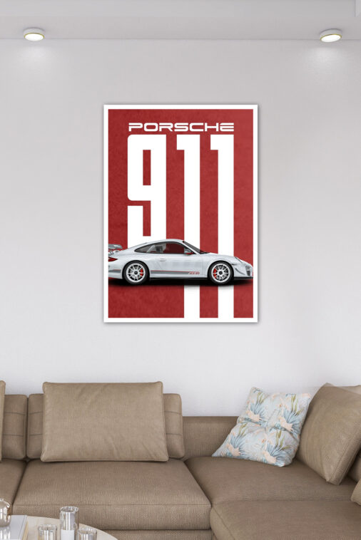 White Porsche 911 Red Poster Cars Collection - Image 6
