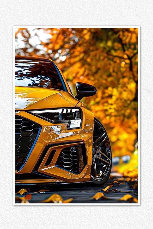 Yellow Audi RS6 Autumn Leaves Poster Cars Collection