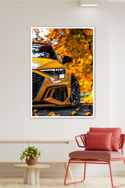 Yellow Audi RS6 Autumn Leaves Poster Cars Collection - Image 3