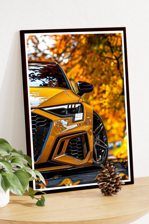 Yellow Audi RS6 Autumn Leaves Poster Cars Collection - Image 4