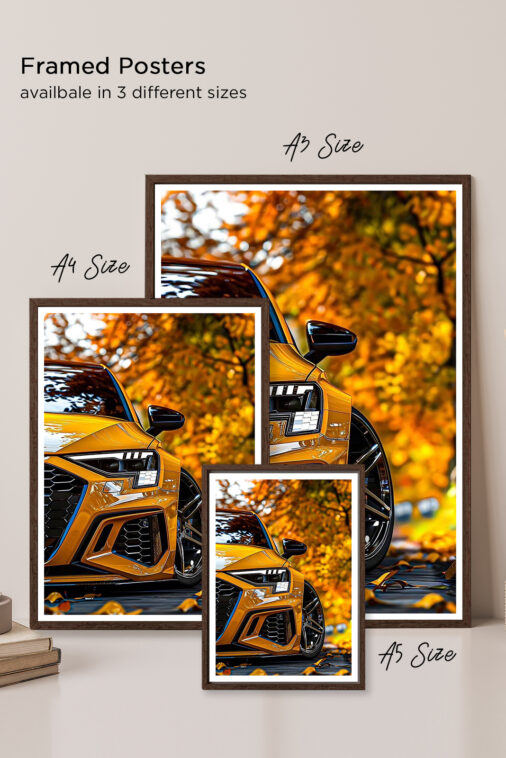 Yellow Audi RS6 Autumn Leaves Poster Cars Collection - Image 5