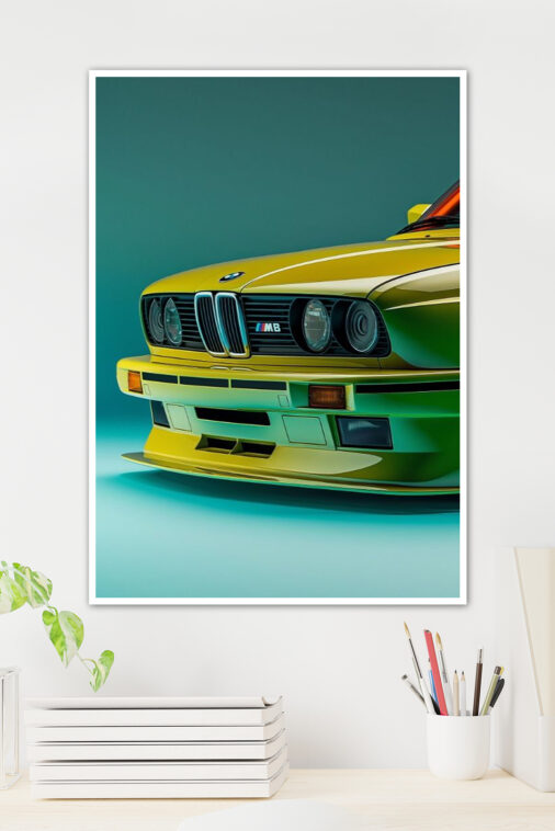 Yellow BMW E30 M3 Poster Cars Collection - Image 2