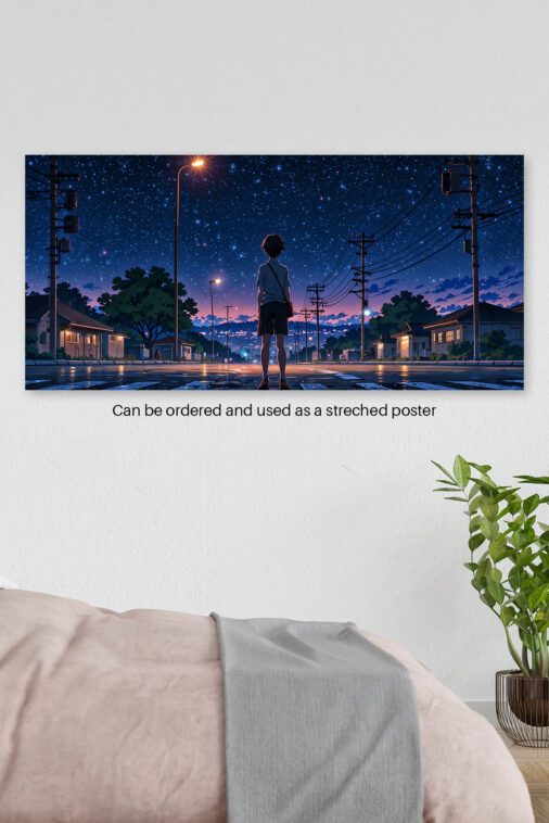 Anime Boy Looking at Starry Night Street Poster The Uncollectible - Image 3